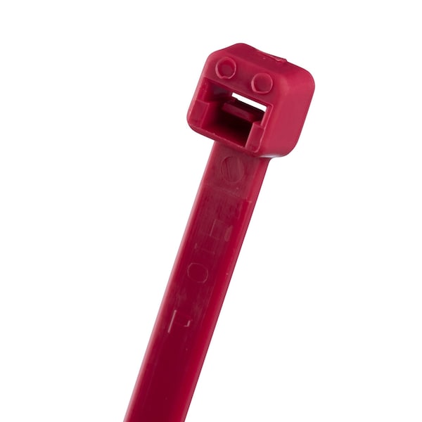 Cable Tie, 8 in L, 2 in Max Bundle Dia., Red, Nylon 6/6, 18 lb Strength, 1000 PK